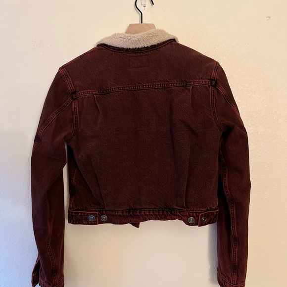 Hudson Jeans Jacket - Women's Medium Red - Denim Trucker Shearling - Picture 5 of 13